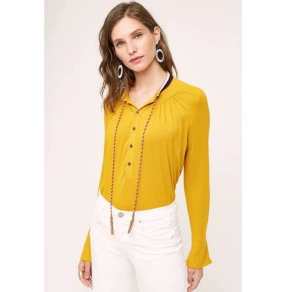 Anthropologie Akemi + Kin Goldie Tassel Blouse - Picture 1 of 8